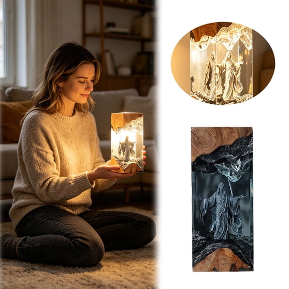 Epoxy Resin Lamp USB Powered  Catholic & Color Changing LED Night Light Light Statue Lamp For Bedroom Desk56481
