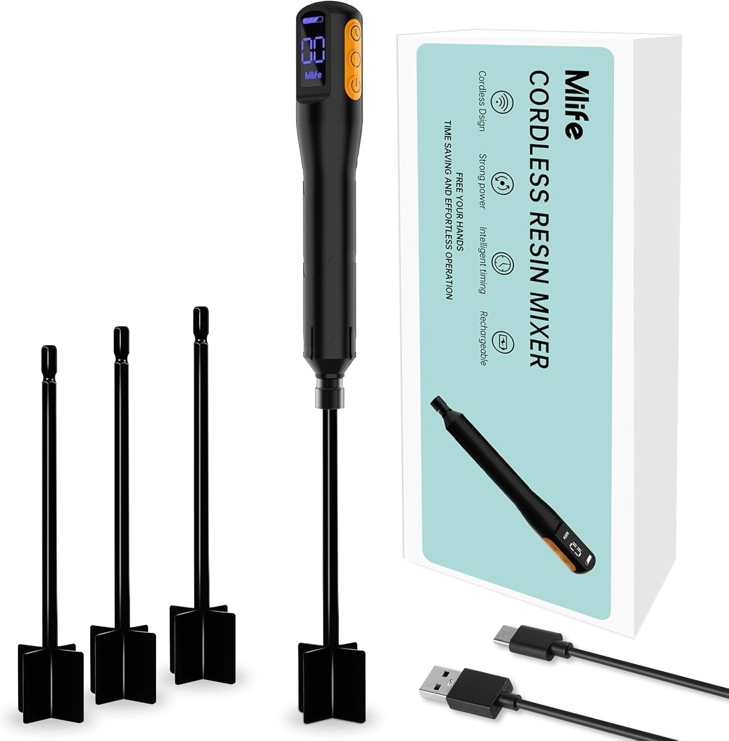 Epoxy Resin Mixer, Rechargeable Handheld Mixer, Epoxy Mixer for Resin