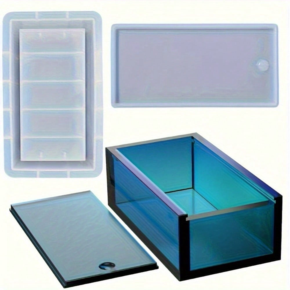 Epoxy Resin Molds, 2Pcs/Set DIY Dominoes Box & Chess Tissue Holder Silicone Mold for Epoxy Resin Craft, Jewelry Storage Case & Napkin Organizer Mold