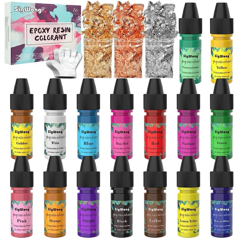 SigWong Epoxy Resin Pigment 16 Color Liquid Translucent Epoxy Resin Colorant Highly Concentrated Epoxy Resin Dye for DIY Jewelry Making AB Resin