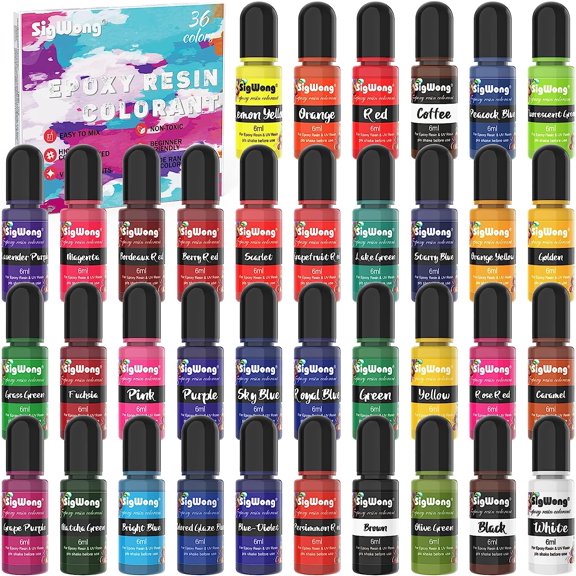 Epoxy Resin Pigment - 36 Color Liquid Translucent Colorant, Highly Concentrated Dye for DIY Jewelry Making, AB Coloring Paint, Craft 6ml Each