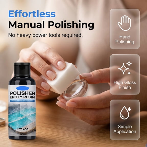Epoxy Resin Polish 40g, Premium Epoxy Resin Polishing Wax Cleaner Kit with Sponge,Long Lasting Shine Enhancer for Scratching, Sanding, Polish