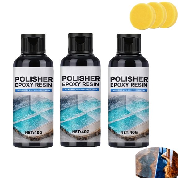 Epoxy Resin Polish Wax, Resin Polishing Kit, Epoxy Resins Buffing and Polishing Compound with Sponge, Scratch Removal Sanding Gloss Restore, for Table Countertop Home DIY Projects