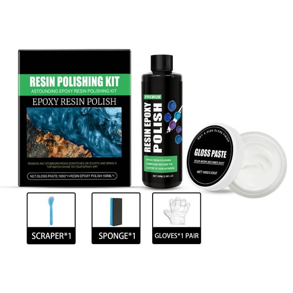 Epoxy Resin Polishing Kit - for Scratching, Sanding, and Polishing. It Includes Epoxy Polishing Compounds, Cleaning Agents, and Tools