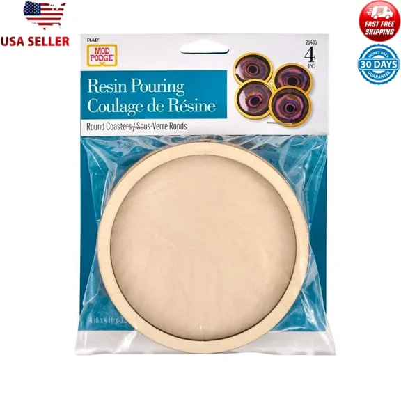 Epoxy Resin Pouring Round Wood Coasters 4" X 4" Dining Table Decoration Kitchen