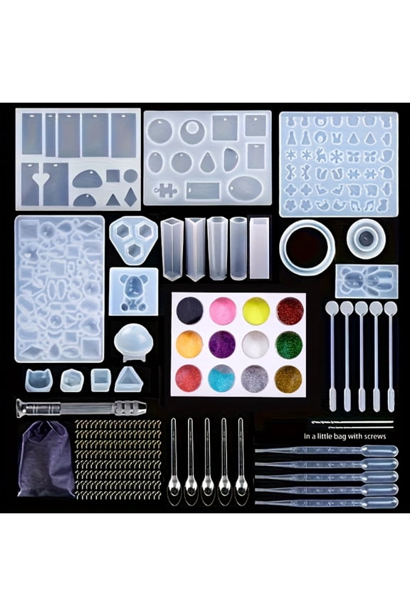 Epoxy Resin Silicone Mold Kit For Making Earrings, Necklaces, Pendants, Keychains, DIY Jewelry Epoxy Mold - Small Resin Mold Set