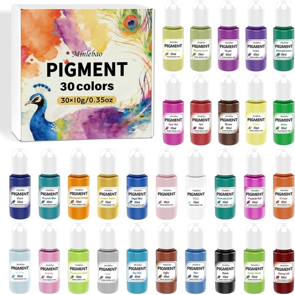 Epoxy ResinUV Resin Dye 30 Colors Liquid Pigment Set 300ml- Highly Concentrated Translucent Resin Colorant for Jewelry Making, Tumblers, Art Crafts DIY - 10ml Each Bottle
