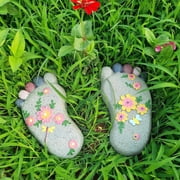 Epoxy resin Footprint Garden Stepping Stones Set of 2 , Outdoor Decorative Paver Mat for Yard Lawn Walkway Landscaping