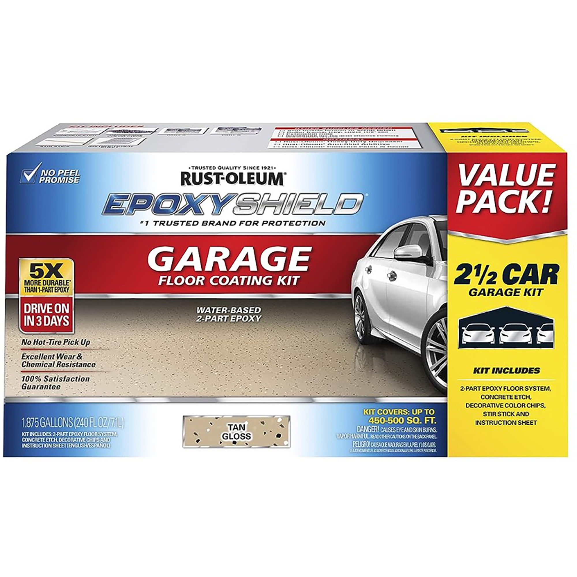 Rustoleum EpoxySheild 261846 Tan Garage Floor Coating Kit, 2-1/2 Car Size -  Walmart.com, image size:2000x2000