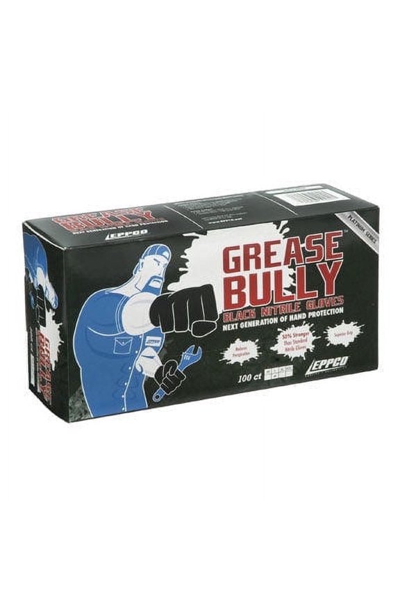 Eppco Grease Bully Nitrile Gloves, Powder and Latex Free, Black, 6MIL, Microtexture, Medium, 10 Boxes
