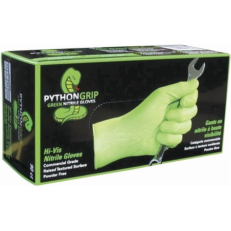 Eppco Python Grip Green Nitrile Glove, Hi-Vis, 6MIl Thickness, Diamond Texture, Large, 10 Boxes