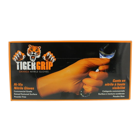 Eppco Tiger Grip Orange Nitrile Gloves 7 Mil Size Large