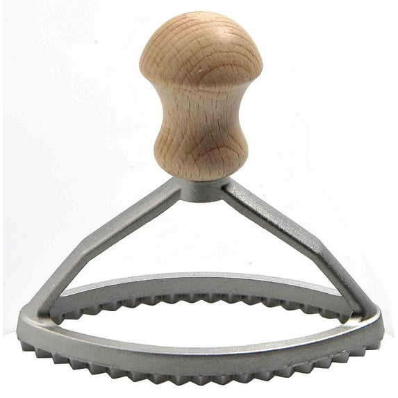 Eppicotispai 4-Inch by 2-Inch Aluminum Oval Ravioli Stamp with Beechwood Handle