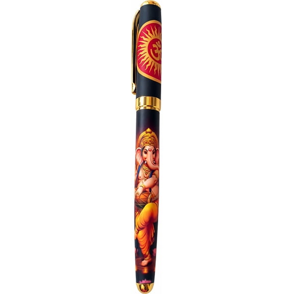 Epraiser Brass Made Premium Lord Krishna Engraved Designer Luxury German Roller Ball Pen for Executive Writing, Office & Business