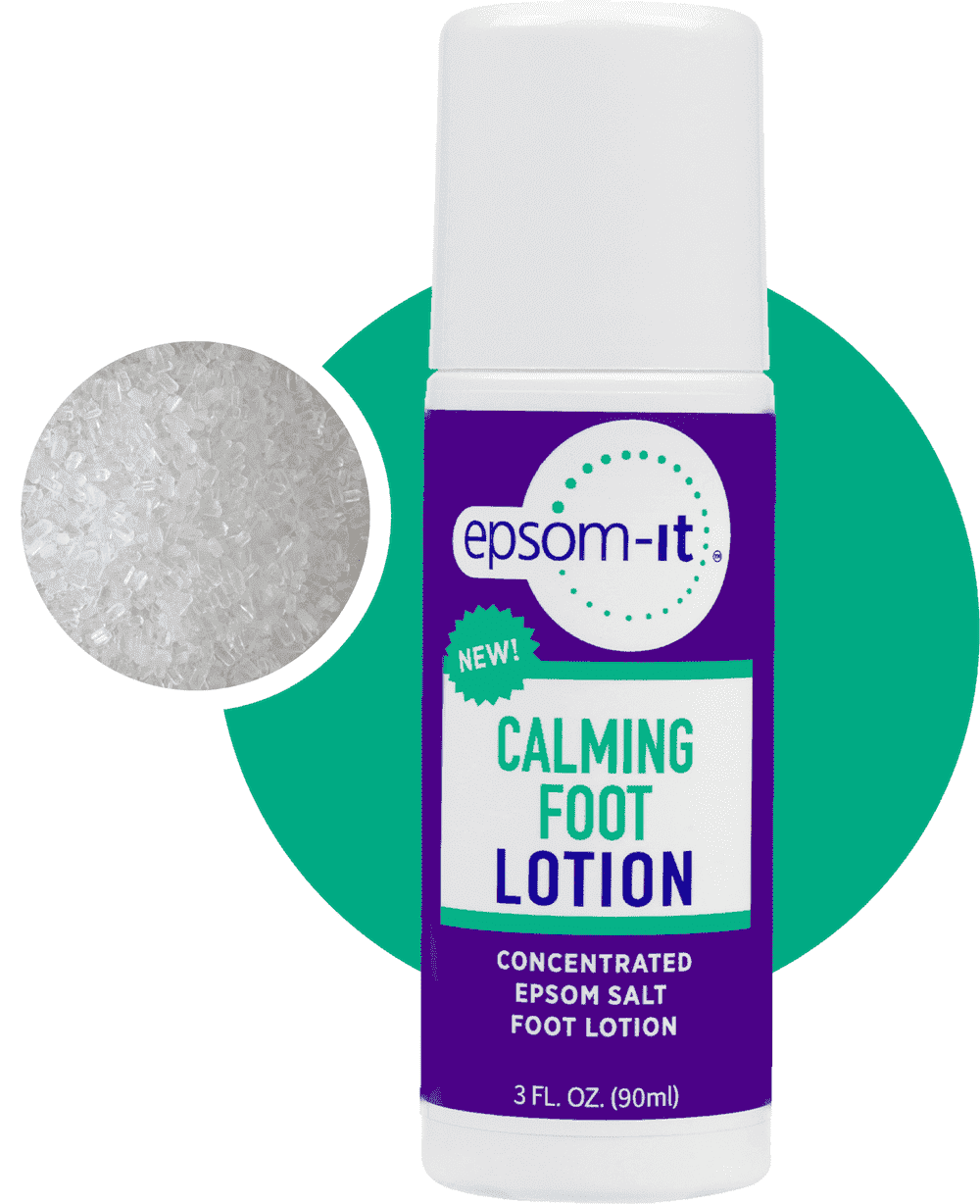 Epsom-It Calming Foot Lotion - Roll On Magnesium Sulfate Lotion for Tired Feet & Ankles, Topical Epsom Salt with Urea, Soften Tough Skin and Cracked Heels, Leg Cramps and Achy Feet, 3.0 oz