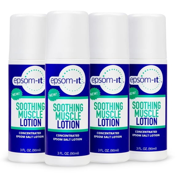 Epsom-It Soothing Muscle Lotion - Roll On Epsom Salt Lotion with Arnica for Muscle Stiffness, Leg, Knees and Feet Discomfort, Topical Magnesium Cream, 3oz, 4-pack