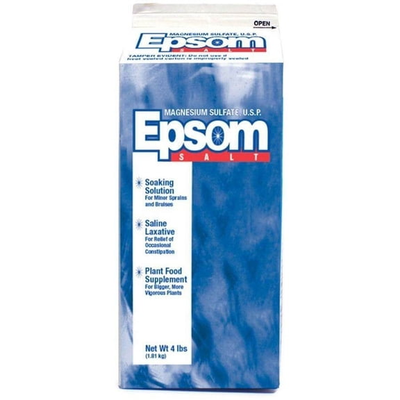 Epsom Magnesium Sulfate Laxative & Soaking Solution Salt Carton, 4 Lb