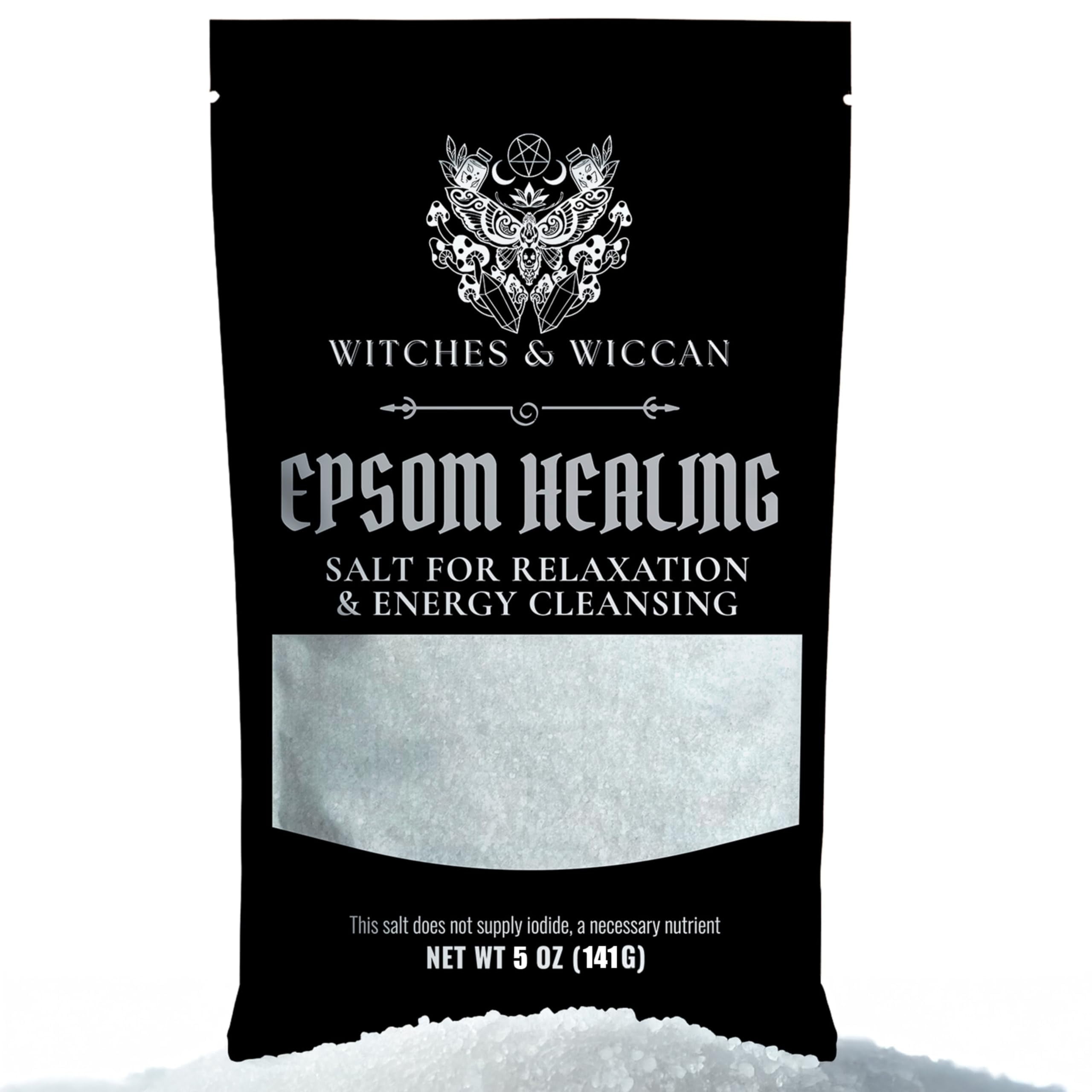 Epsom Salt for Healing, Relaxation & Energy Cleansing Natural Magnesium-Rich Bath Salt Ideal for Meditation, Spellwork & Ritual Baths 5 Oz Bag, Witches & Wiccan