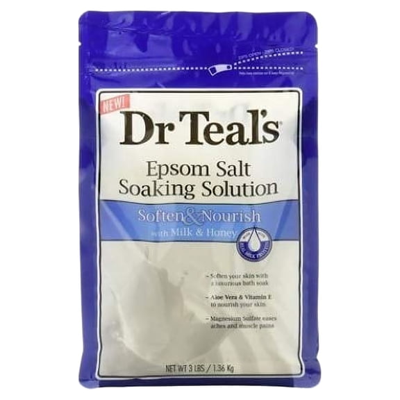 Epsom Salt Soaking Solution, Soften & Nourish with Milk & Honey 48 oz (Pack of 4)