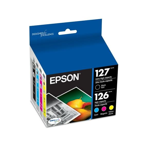 Epson 127 DURABrite Ultra Ink Black & Color Combo Pack For NX-530, NX-625, WF-3520, WF-3530, WF-3540, WF-545, WF-60, WF-630, WF-633, WF-635, WF-645, WF-7010, WF-7510, WF-7520, WF-840, WF-845