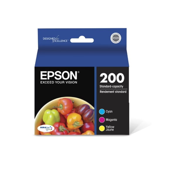 Epson 200 DURABrite Ultra Color Ink Cartridge Pack (Cyan, Magenta & Yellow), Standard Capacity, Genuine Epson OEM, 3 Pack  Sold without Manufacturer Warranty