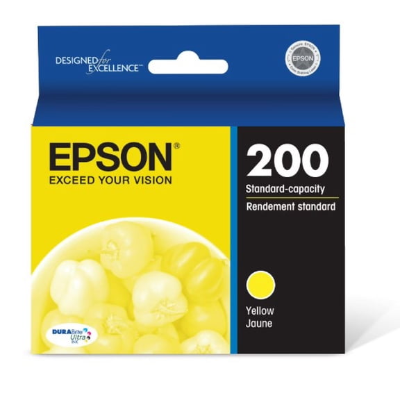 Epson 200 DURABrite Ultra Yellow Ink Cartridge (T200420), Standard Capacity, Genuine Epson OEM, 1 Pack Sold without Manufacturer Warranty