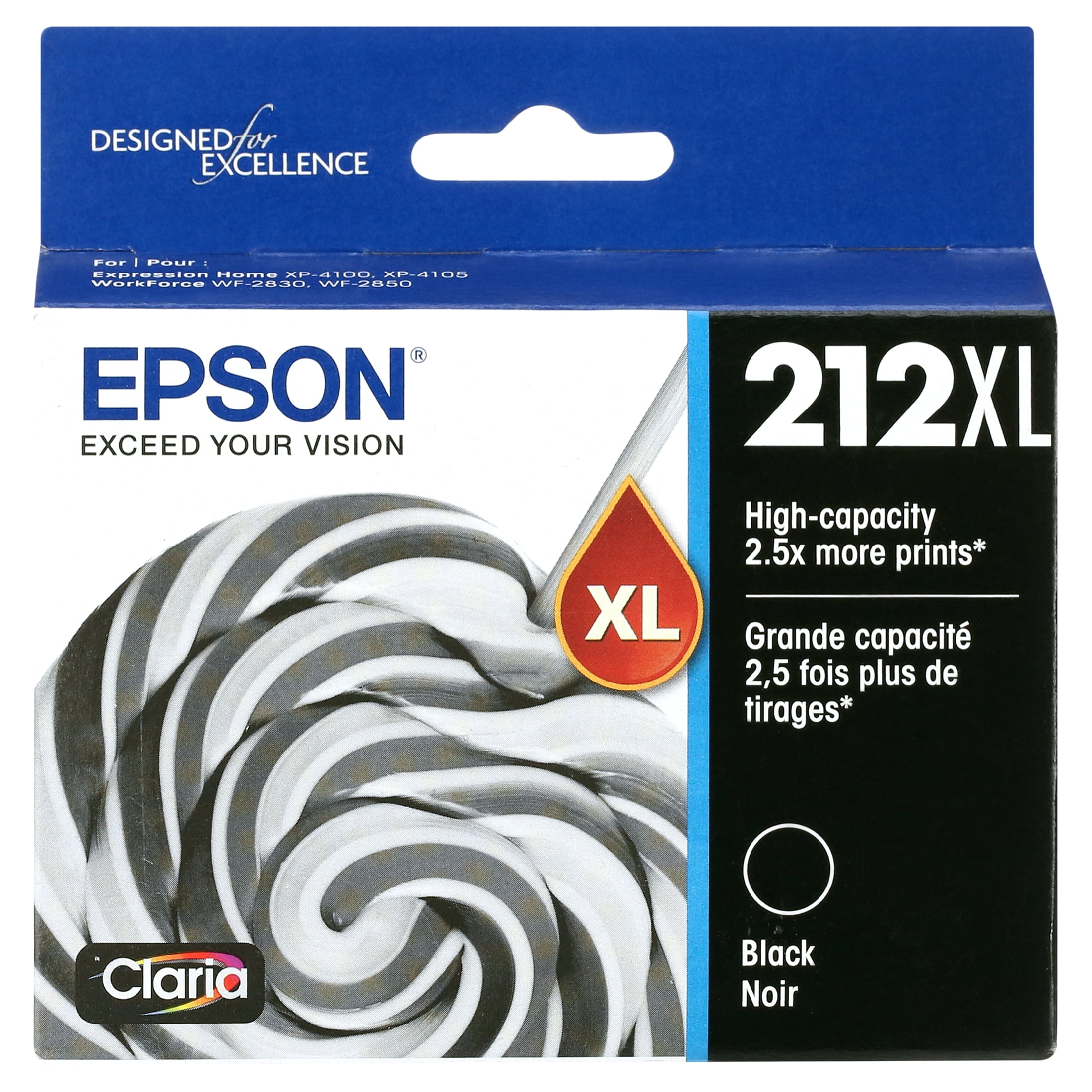 EPSON 212 Claria Ink High Capacity Black Cartridge (T212XL120-S) Works with WorkForce WF-2830, WF-2850, Expression XP-4100, XP-4105