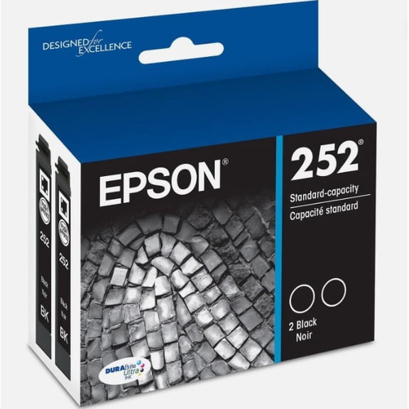 Epson 252 Genuine Ink Cartridge Twin Pack  Black Ink Cartridges (T252120-D2), 2-Pack (Sold without manufacturer warranty)