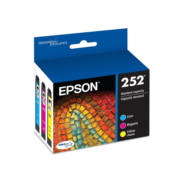 Epson 252 Standard-capacity Color Multi-Pack Ink Cartridges. Sold without Manufacturer warranty.