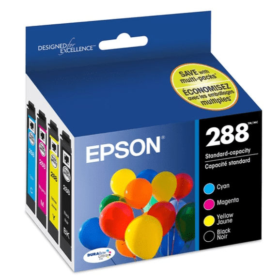 Epson 288 DURABrite Ultra Original Ink Cartridge Set Black, Cyan, Magenta & Yellow Sold Without Manufacturer Warranty
