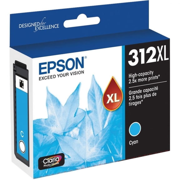 Epson 312 Claria Photo HD Ink High Capacity Cyan Cartridge (T312XL220-S) Works with Expression Photo XP-8500, XP-8600, XP-8700, XP-15000