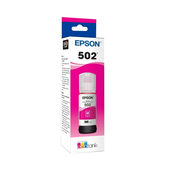 Epson 502 EcoTank Ink Ultra-high Capacity Magenta Bottle Works with ET-2750, ET-2850, ET-2980, ET-2988, ET-3750, ET-3760, ET-3850, ET-4850, and other select EcoTank models