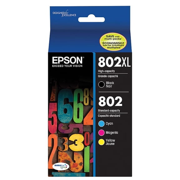 Epson 802XL Black & 802 CMY Ink Cartridge Combo Pack, High Yield Black and Standard Color, Genuine Epson Ink Sold without manufacturer warranty