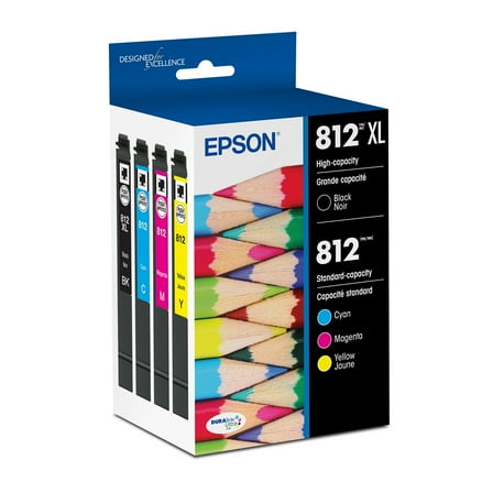 Epson 812 DURABrite Ultra Ink High Capacity Black & Standard Color Cartridge Combo Pack (T812XL-BCS) Works with WorkForce Pro WF-7310, WF-7820, WF-7840, WorkForce EC-C7000