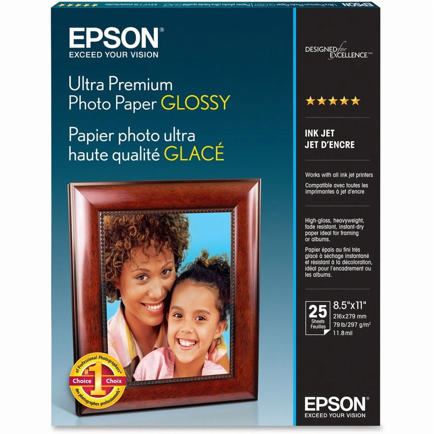 Epson, EPSS042182, Ultra-premium Glossy Photo Paper, 25 / Pack, Bright White