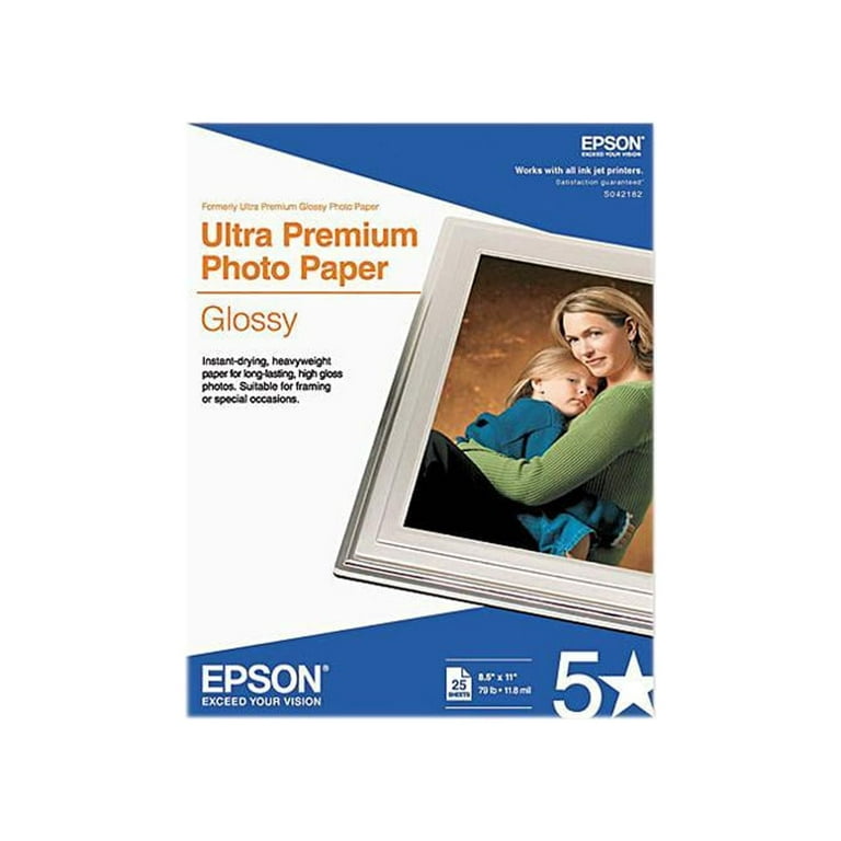 Epson, EPSS042182, Ultra-premium Glossy Photo Paper, 25 / Pack, Bright White