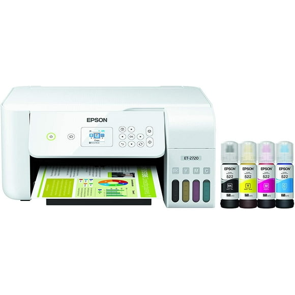 Epson EcoTank ET-2720 Wireless Color All-in-One Supertank Printer with Scanner and Copier - White