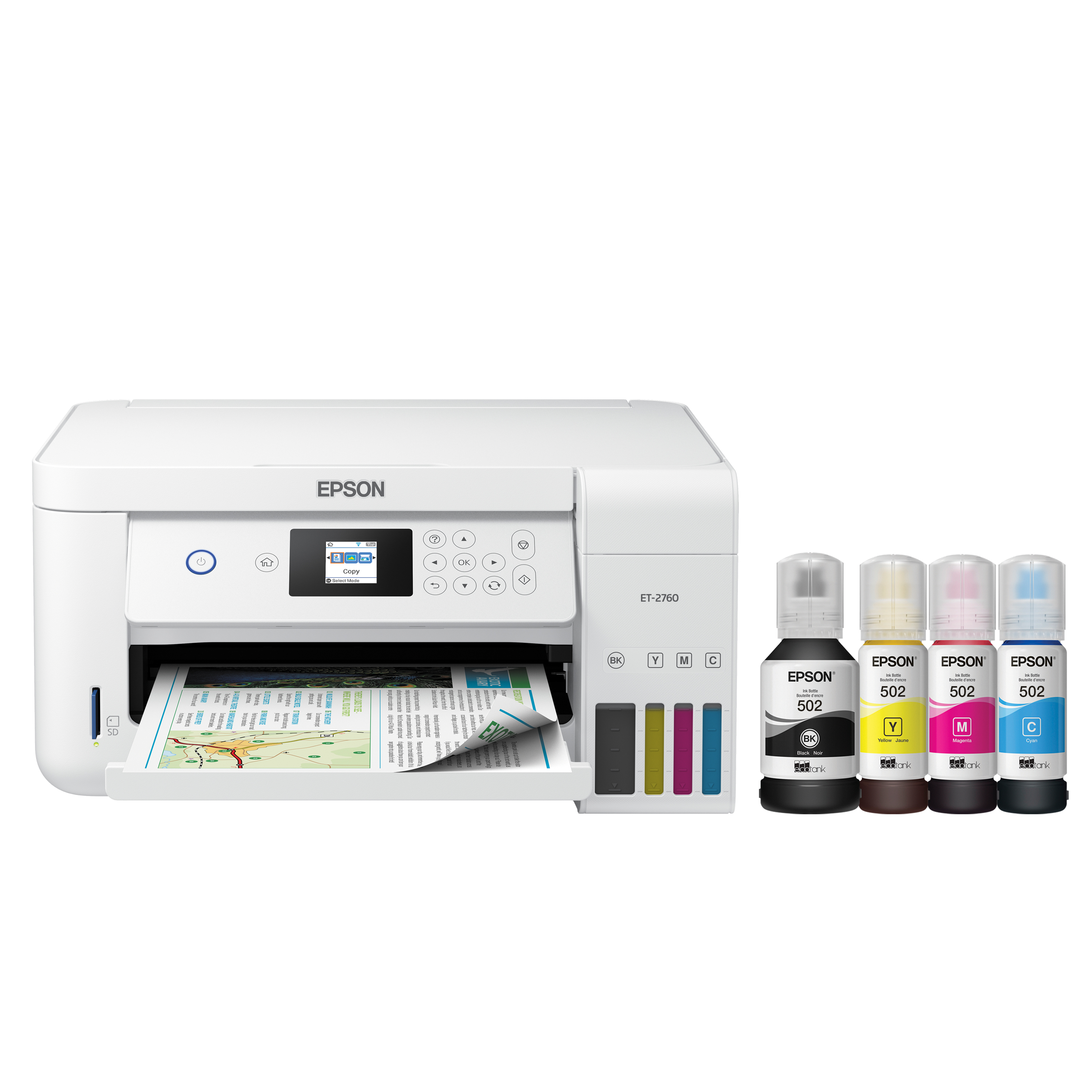 Epson EcoTank ET-2760 Wireless Color All-in-One Cartridge-Free Supertank Printer with Scanner and Copier - image 1 of 8