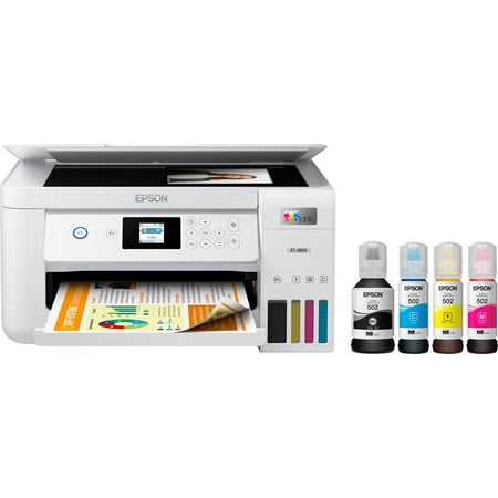 Epson EcoTank ET-2850 Wireless Color All-in-One Cartridge-Free Supertank Printer with Scan, Copy and Auto 2-Sided Printing - White