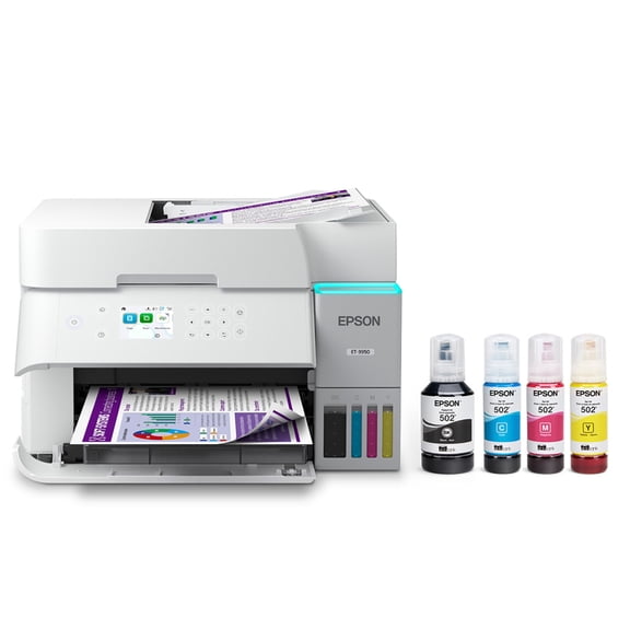 Epson EcoTank ET-3950 Wireless Duplex All-in-One Cartridge-Free Supertank Color Inkjet Printer, White