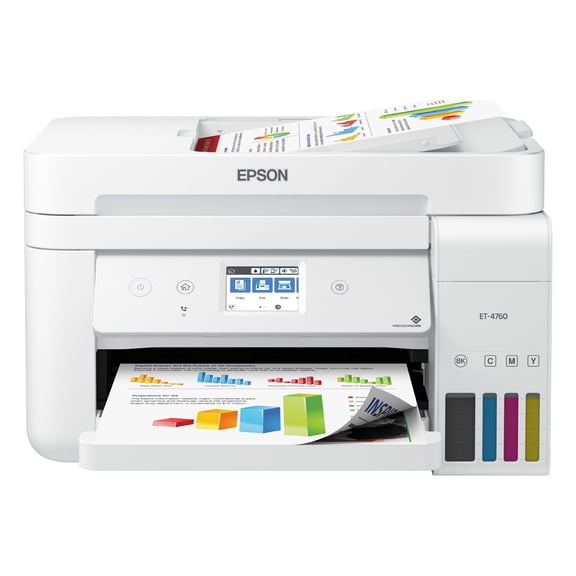 Epson EcoTank ET-4760 Wireless Color All-in-One Cartridge-Free Supertank Printer with Scanner, Copier, Fax, ADF and Ethernet