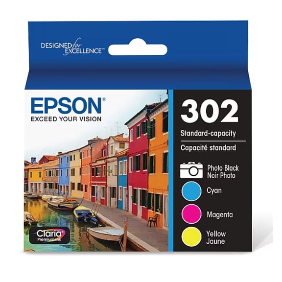 Epson Genuine 302 CMYK Ink Cartridge Set (Claria Premium Cyan, Magenta, Yellow, Black) for Expression Premium XP-6000 / XP-6100  Sold without Manufacturer Warranty
