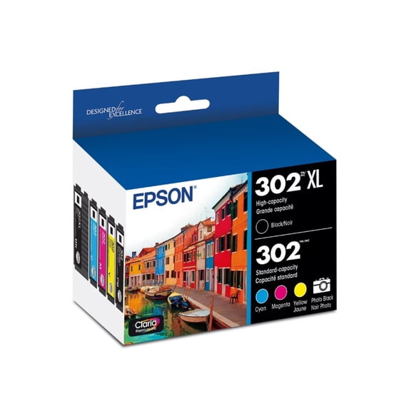 Epson Genuine 302 Claria Premium Ink High-Yield Black & Standard Color Combo Pack (T302XL-BCS) for Expression Premium XP-6000 / XP-6100 Sold without Manufacturer Warranty