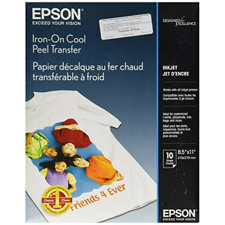 Epson Iron-on Cool Peel Transfer (8.5x11 Inches, 10 Sheets) (S041153),White