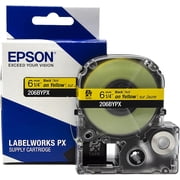 Epson LABELWORKS 206BYPX - Black on Yellow PET Label Maker Tape - 1/4" 6MM Wide, 30