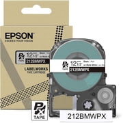 Epson LABELWORKS 212BMWPX - Black on Matte White PET Label Maker Tape - 1/2" 12MM Wide, 26