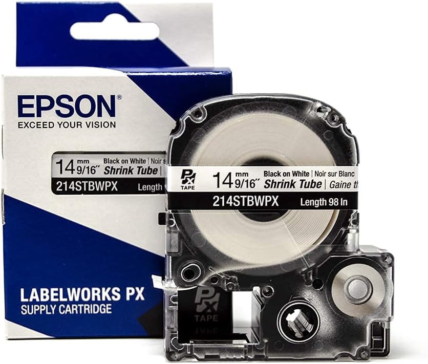 Epson LABELWORKS Shrink Tube 14MM x 8ft Black/White for Business ...