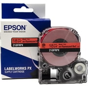 Epson LABELWORKS 218FRPX - Black on Fluorescent Red PET Label Maker Tape - 3/4" 18MM Wide, 30