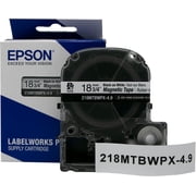 Epson LABELWORKS 218MTBWPX-4.9 - Black on White Magnetic Label Maker Tape - 3/4 18MM Wide, 4.9 ft