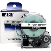 Epson LABELWORKS 250VTBWPX - Black on White Vinyl Label Maker Tape - 2" 50MM Wide, 22.9
